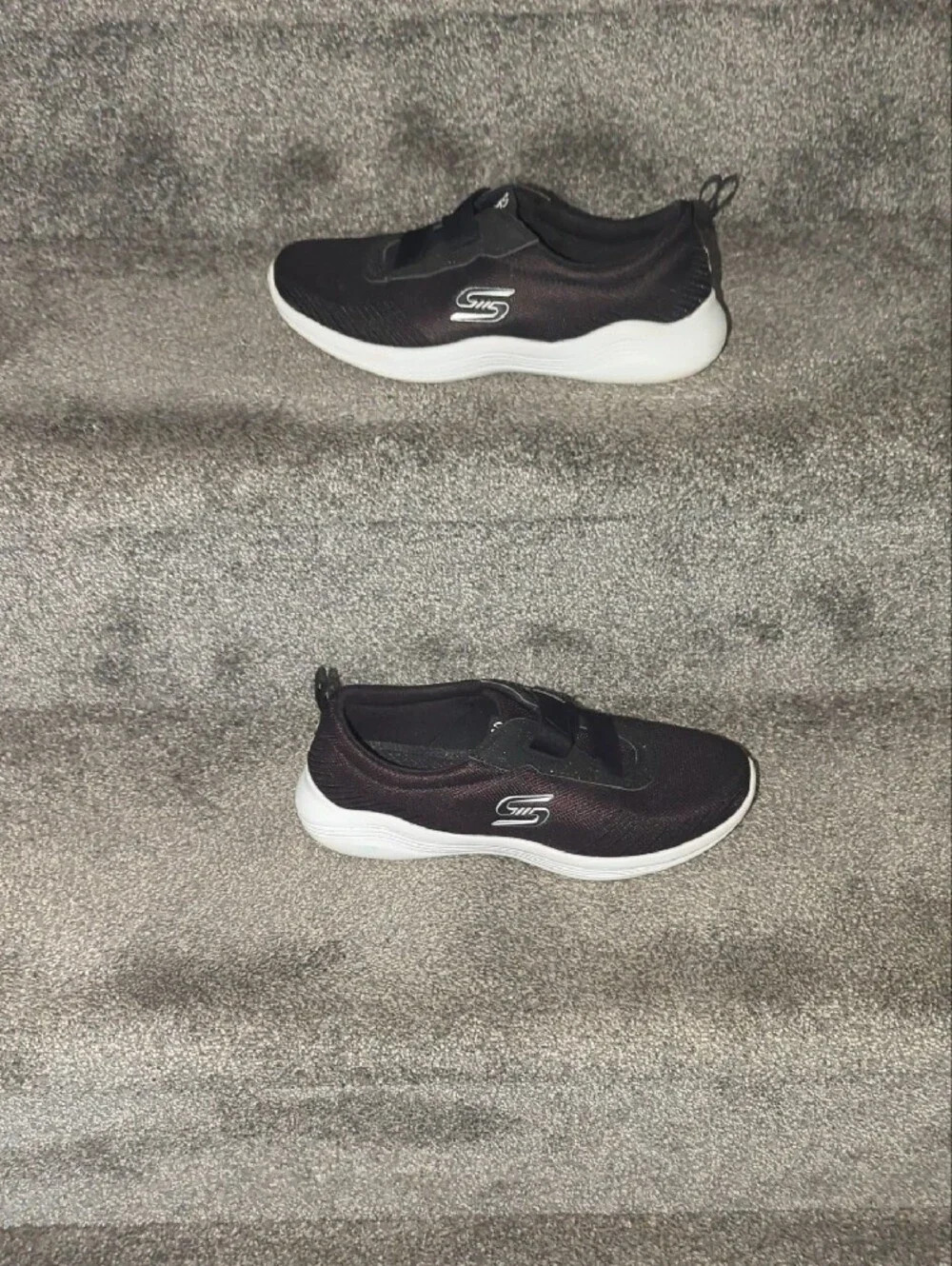 Skechers Black Slip-On Athletic Sneakers with White Sole